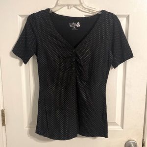 Black & Silver Polkadot Blouse